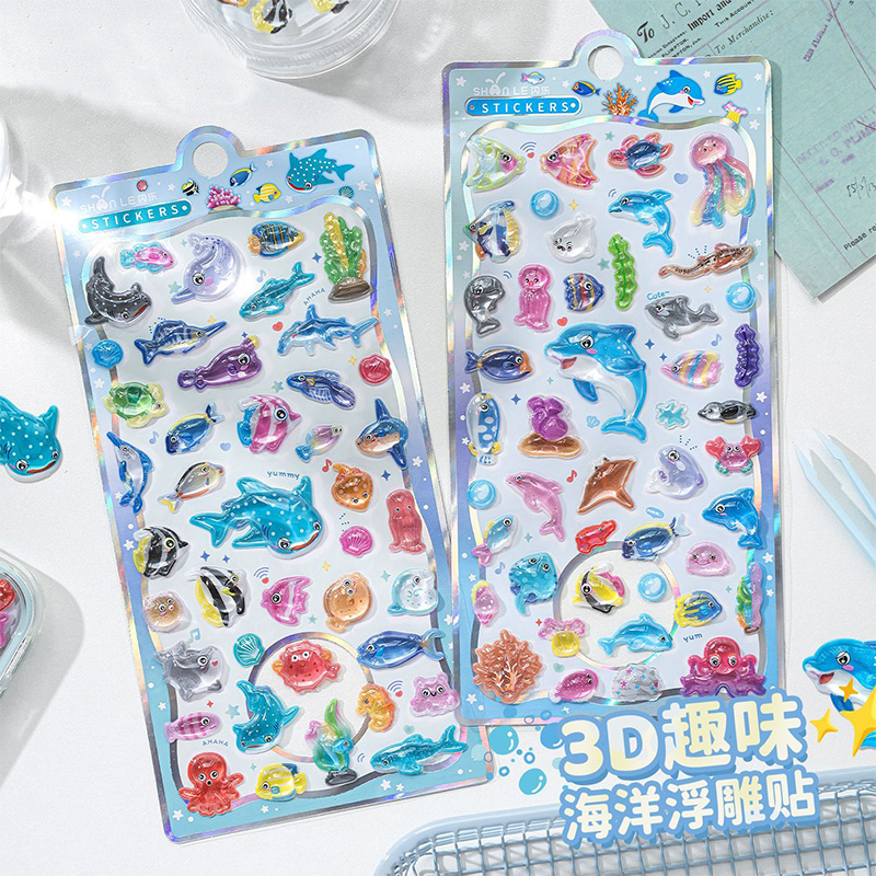 Japanese Lifestyle Products - Stiker Kristal Relief 3D Kehidupan Laut