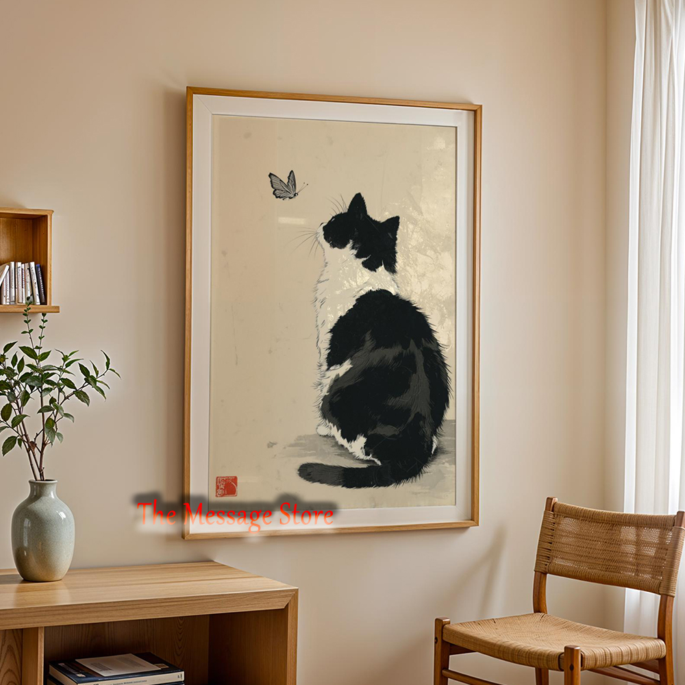 Poster Hewan Zen Kucing Minima - Japanese Minimalist Lifestyle ulasan dan harga