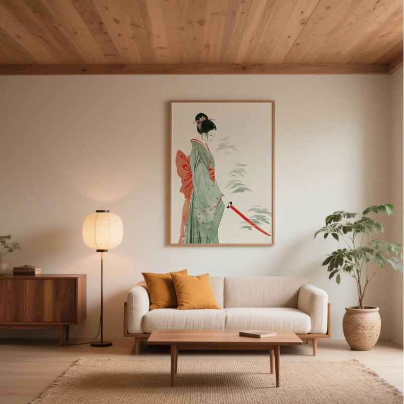 Gunung Fuji & Crane Cetak Dind - Japanese Minimalist Lifestyle ulasan dan harga